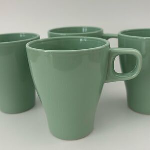 IKEA Fargrik Ceramic Coffee Tea Mugs Set of 4 Light Green Stackable